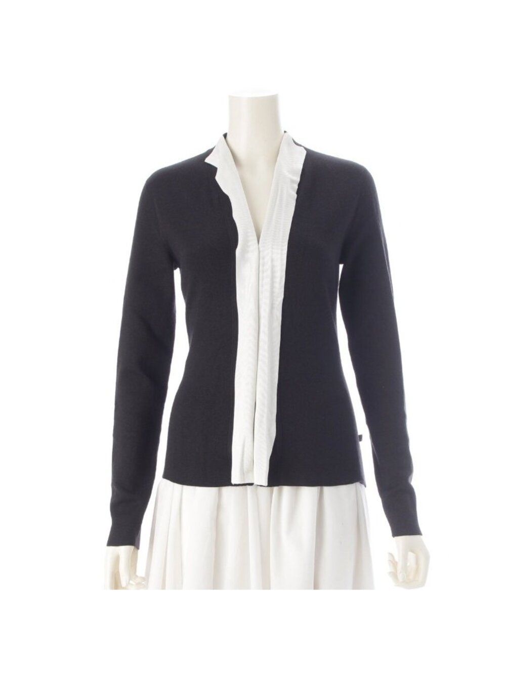 Louis Vuitton Cashmere Wool Bicolor Deformed Cardigan Mts Black White